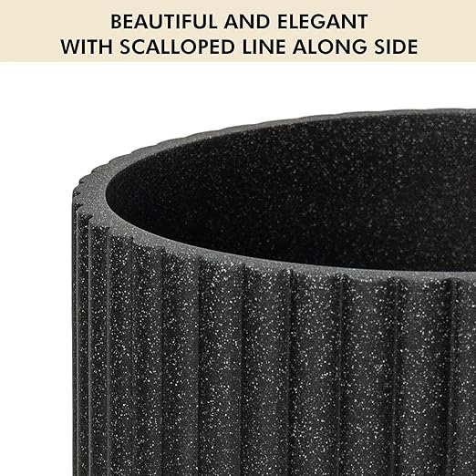 Black Luxury Stone Bathroom Trash Can, Modern Bathroom Office Trash Can, Resin Wastebasket, Garbage Receptacle Bin for Bathrooms, Offices, Powder Rooms, Kitchens (Black)