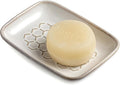 Gomakren Soap Dish for Shower, Ceramic Bar Soap Holder with Honeycomb Design - Soap Saver Tray for Bathroom Kitchen Sink, Sponge & Organizer Tray, Upscale Look, 5.5 Inch, Beige
