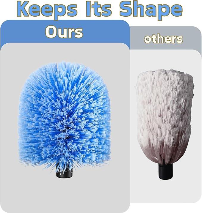 2 Pack Screw on Webster Cobweb Duster Head for Pole,Spider Web Remover Brush, Cobweb Duster Head Attachment,Fits Standard 3/4 inch Threaded Poles(Big Keeps Its Shape, Blue)