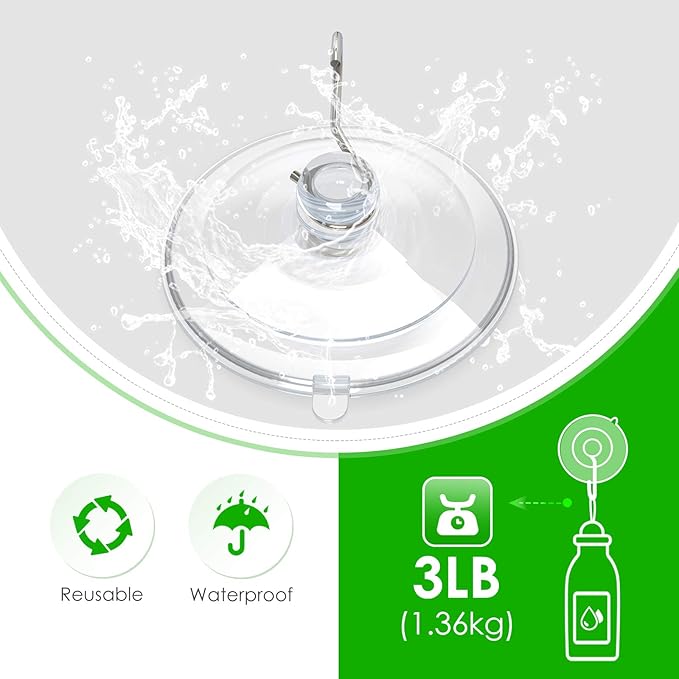 Hangerspace Suction Cup Hooks, 1.77 Inches Clear PVC Window Suction Cups with Hooks Removable Small Suction Cups for Shower Bathroom Kitchen Wall Window Glass Door 20 Pack