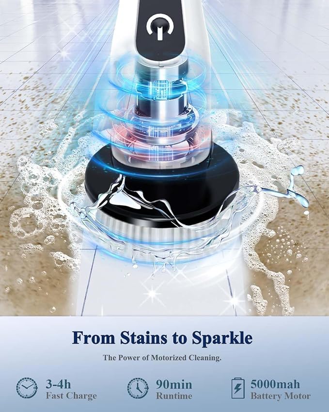 Electric Spin Scrubber for Cleaning Bathroom: Cordless Power Shower Scrubber - Electric Cleaning Brush for Tile Tub