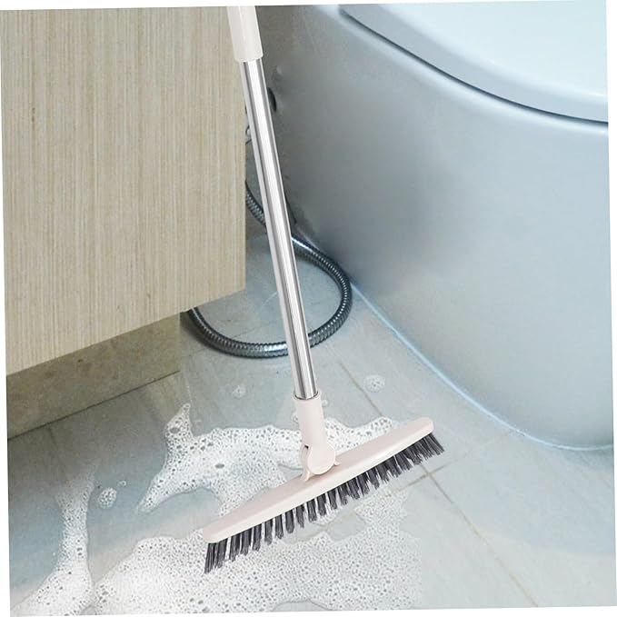 Handle Rotatable Floor Scrub Brush for Cleaning Bathroom Shower Window Tracks Stiff Bristles for Stubborn Grout Hard Reach Areas Lightweight Portable Design