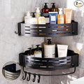 Adhesive Shower Caddy,2 Pack Corner Shower Caddies,Aluminum Shower Shelves,Bathroom Organizer No Drilling Shower Shelves for Bath, Kitchen, Home Storage(Black)