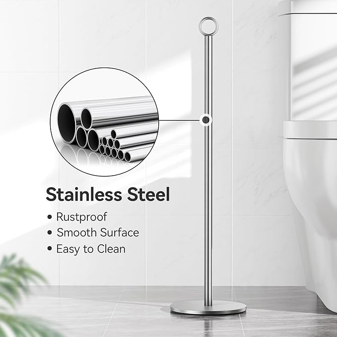 Toilet Paper Holder Stand - with Reserve Function, Free-Standing Toilet Paper Storage Holder, Stainless Steel