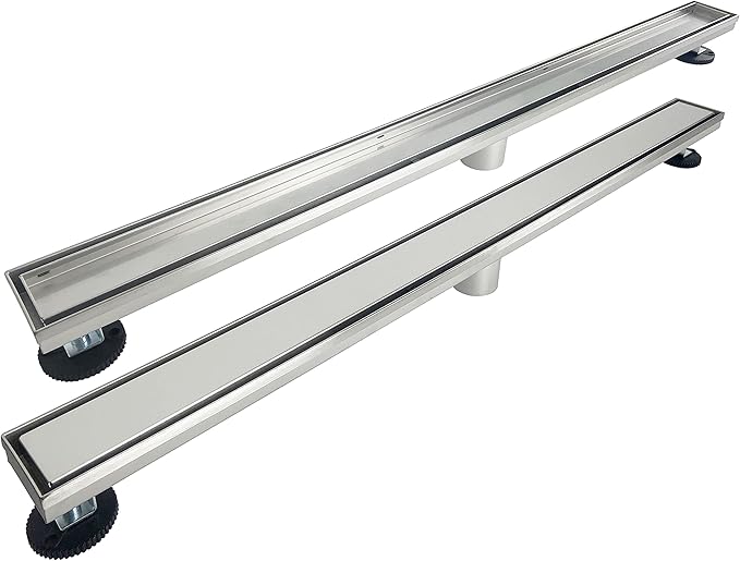 36 Inch Linear Drain Shower Drain Brushed Floor Drain with Removable 2-in-1 Tile Insert Grate Cover and SUS304 Stainless Steel CUPC Certificate (36 inch)