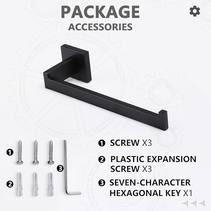 LANC Bathroom Hand Towel Holder Matte Black Hand Towel Bar 10 Inche Right Side Square Towel Ring for Kitchen Cabinet Toilet Door Wall Mount Stainless Steel Modern Towel Racks Hanger, A8806MB