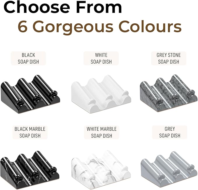DOXOLOGY Gray Marble Soap Dish Bathroom Organizer - Resin Soap Dish with Rectangular Design 3.7" L x 2.8" W - Self Draining Soap Dishes Keeps Countertop Neat - Marble Look Soap Tray for Sink