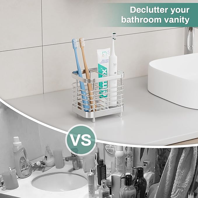 Shower Toothbrush Holders Wall Mounted for Bathrooms, Silver Stainless Steel Bathroom Tooth Brush Holder Storage Organizer for Shower, Electric Toothpaste Caddy Stand, House Essentials for New Home