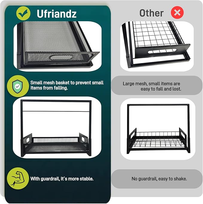 Undersink Organizers 2-Tier Under Cabinet Pull Out Storage with Sliding Out Drawers, Under the Sink Organizer for Bathroom Kitchen Durable Rack Shelf Space-Saving Organization, White 1 Pack