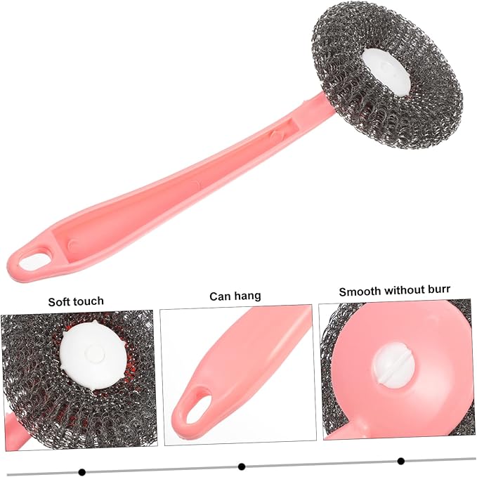 Cabilock Kitchen Handle Pot Brush Set 8pcs Steel Scrubbers for Dish Cleaning Heavy-Duty Kitchen Cleaning Tool Stiff Bristles for Pots Pans and Grout