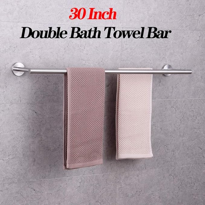 GERZWY Bathroom Double Towel Bar Stainless Steel 30-Inch Bath Towel Bar Modern Style Wall Mount Brushed Finish AG1102C75-LS