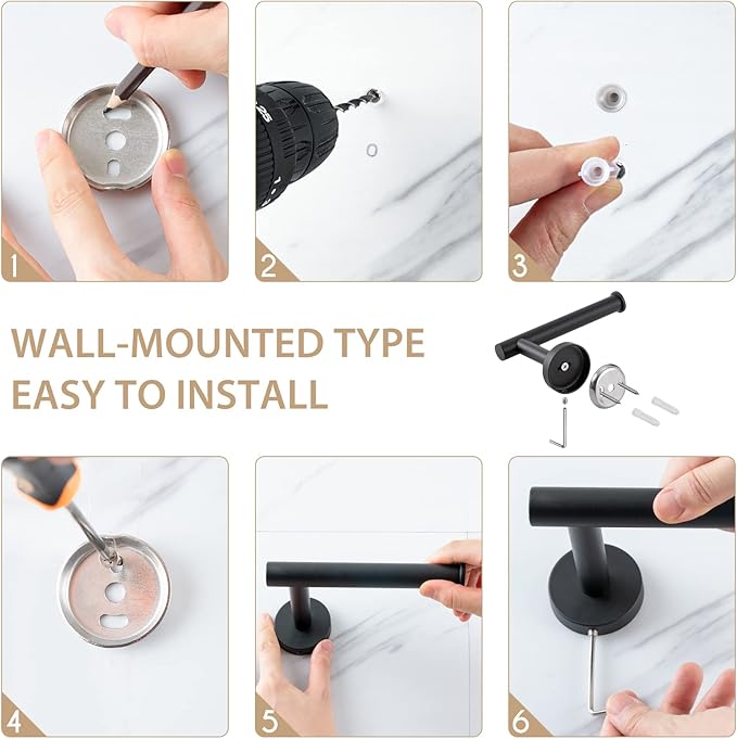 Toilet Paper Holder, Toilet Paper Roll Holder, Toilet Tissue Holder, Matte Black, Wall Mount, SUS304 Stainless Steel,Upgraded Size, Rustproof, for Bathroom/Washroom/Kitchen/RV/Camper