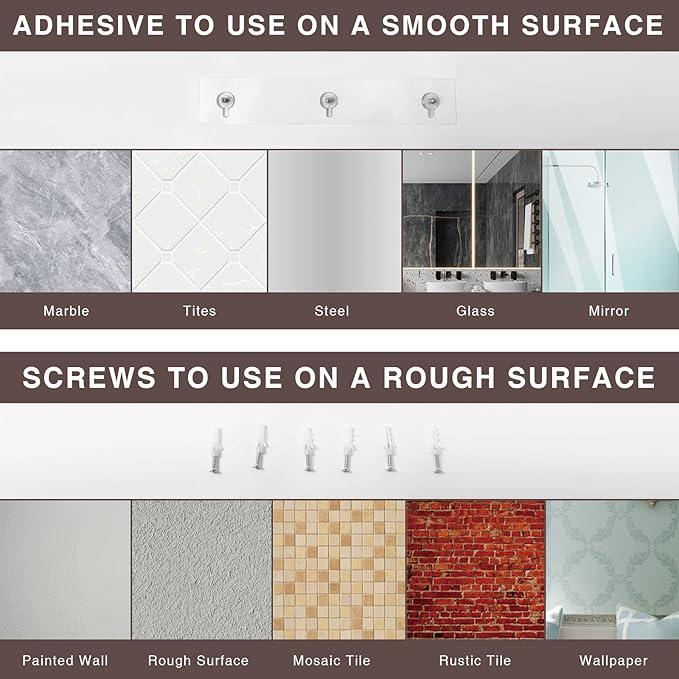 Acrylic Wall Mount Organizer, Self Adhesive Shelves, No Drilling Hang Walls, for Bathroom, Kitchen, Living Room - Dark Brown