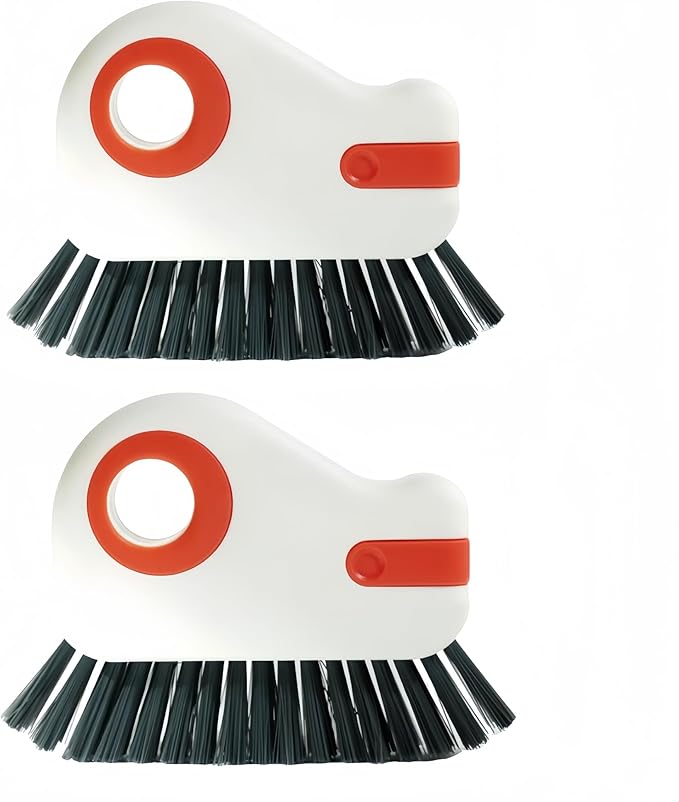 2 in 1 Groove Cleaning Brush Window Track Cleaning Tool, Gap Cleaning Brush，Multi-Function Grout Cleaning Tool(Orange,Two)