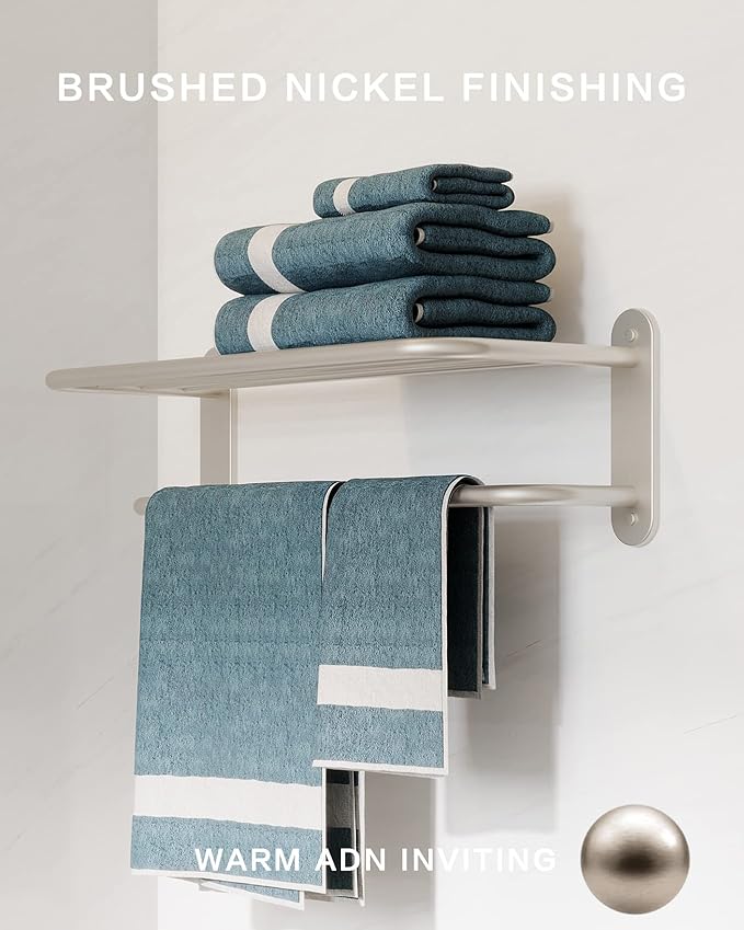 18 Inch Bathroom Towel Rack Towel Bar Towel Shelf Brushed Nickel Stainless Steel and Zinc Alloy Wall Mount 1pc for House Lavatory and Hotel