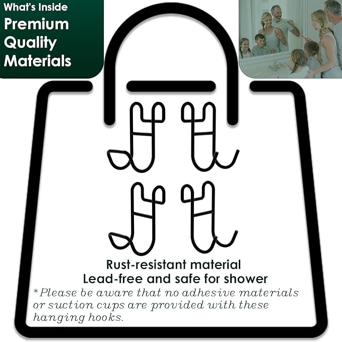 Shower Caddy Hook for Helmet, Fence, Wire Shelves - Heavy Duty Rustproof Utility Hooks for Hanging Wires - 4 Pack Black