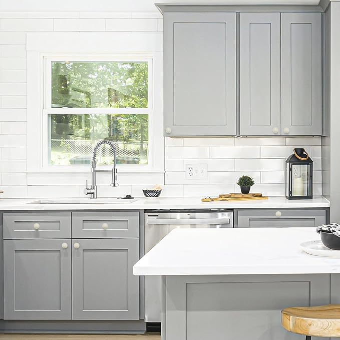 Ravinte 15 Pack 1-1/4 inch Kitchen Cabinet Knobs White Frosted Dresser Zinc Pulls Door Drawer Handles for Dresser Drawers