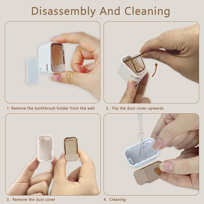 4PCS Toothbrush Holder with Cover Toothbrush Holders Wall Mounted Tooth Brush Holder for Bathroom Wall, Adhesive Single Toothbrush Organizer Storage for Shower and Travel