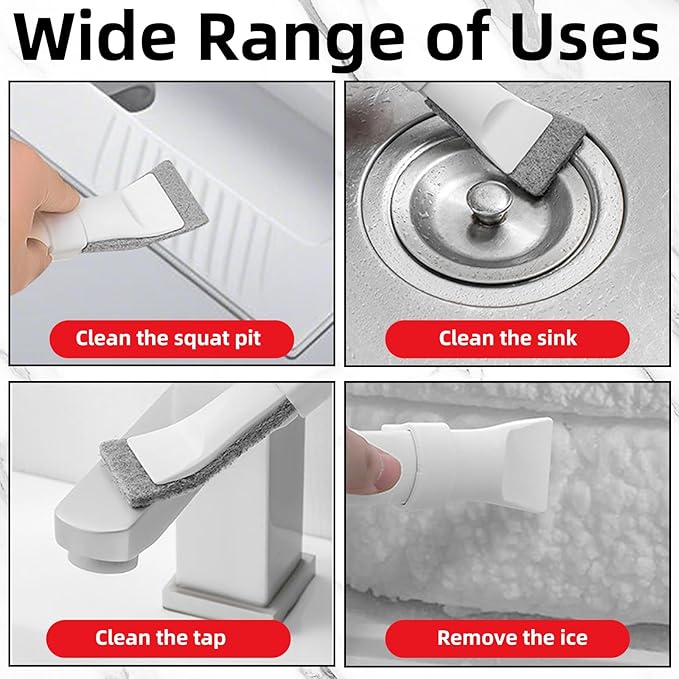 Multifunctional Cleaning Brush Tool, Crevice Cleaning Brushes with 10 Replacement Heads, Detachable 2-in-1 Scrub Sponge & Scraper, Grout Scrub Brushes for Kitchen, Bathroom and Tile Floors