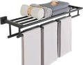 Alise Towel Rack for Bathroom Wall Mount,Double Towel Bars with Shelf,SUS304 Stainless Steel Towel Holder for Bathroom,Matte Black Towel Hanger for Bathroom,32 Inch