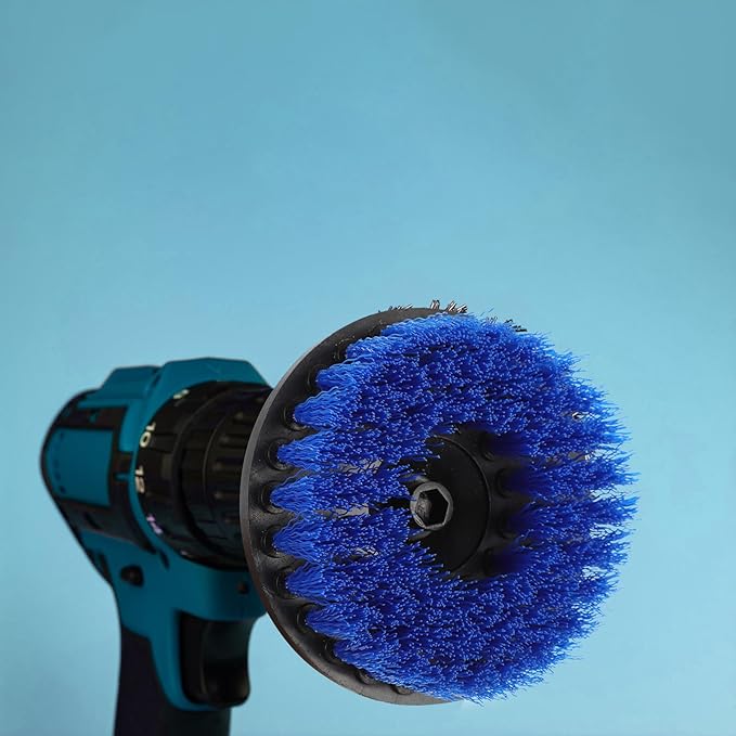 Electric Drill Brush Attachment Set 5-Inch Hollow Blue Brush Heads for Home Cleaning Floor Scrubbing and Kitchen Use for Bathroom and Car Detailing