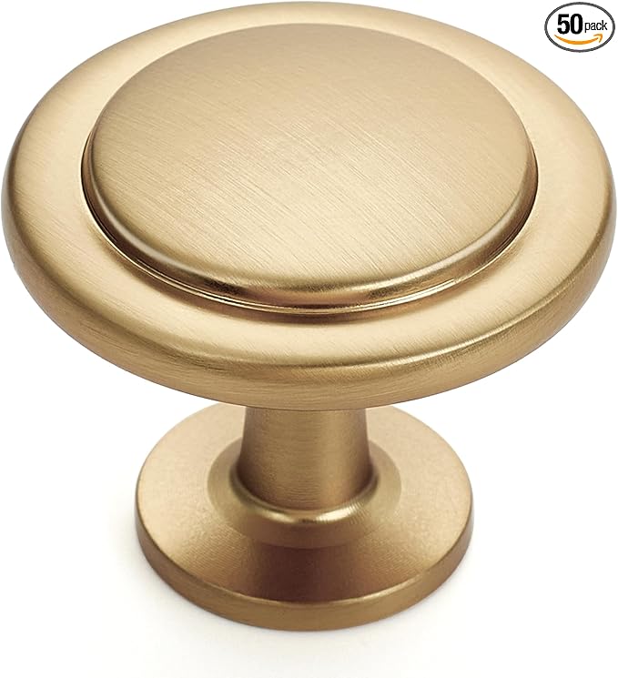 Ravinte 50 Pack 1-1/4 inch Kitchen Cabinet Knobs Champagne Bronze Dresser Zinc Pulls Door Drawer Handles for Dresser Drawers