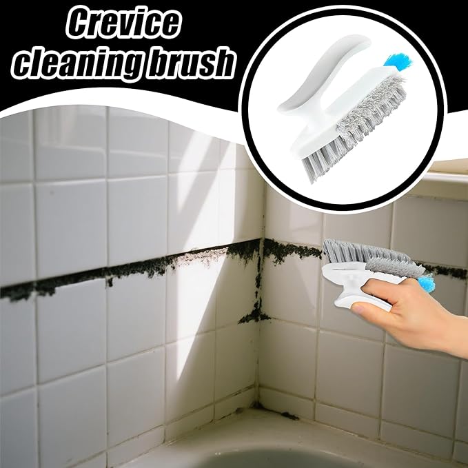 Crevice Brushes for Cleaning | Scrubber Cleaner Tool - with Ergonomic Handle Narrow Cleaning Brush,for Shower Kitchen Floor Tub Grout Household Countertop