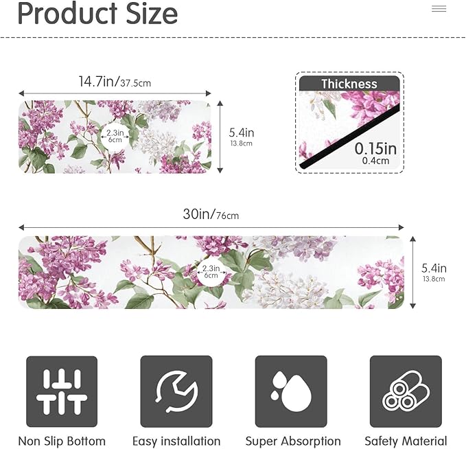 White Pink Lilac Kitchen Sink Splash Guard Faucet Mat Diatomite Absorbent Pad for Bathroom RV 14.7x5.4in 2PCS water