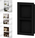 Homevacious 16" x 26" XPS Shower Niche Ready for Tile Double Waterproof Shelf Bathroom Wall Niche Insert Tile Ready Black Recessed Shower Boxes with Removable Shelf for Bathroom Storage