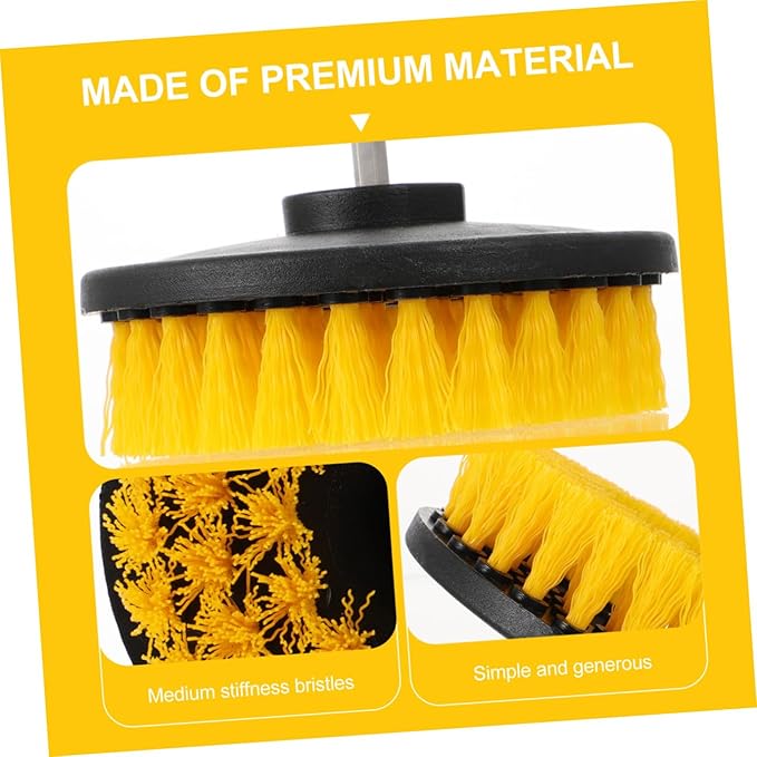 Electric Drill Brush Attachment 5-inch Round Yellow Hollow Brush Kit for Floor and Kitchen Cleaning Replacement Tool Heads for Household Scrubbing Tasks