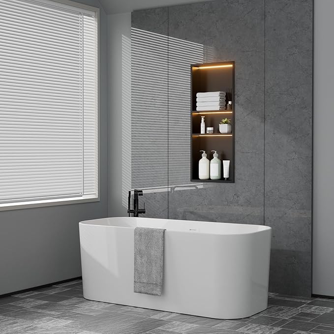 Black Stainless Steel Shower Niche with LED Lights 12" x 30" – Recessed Shower Shelf with 3-Tier Storage, Waterproof & Rustproof Bathroom Wall Niche