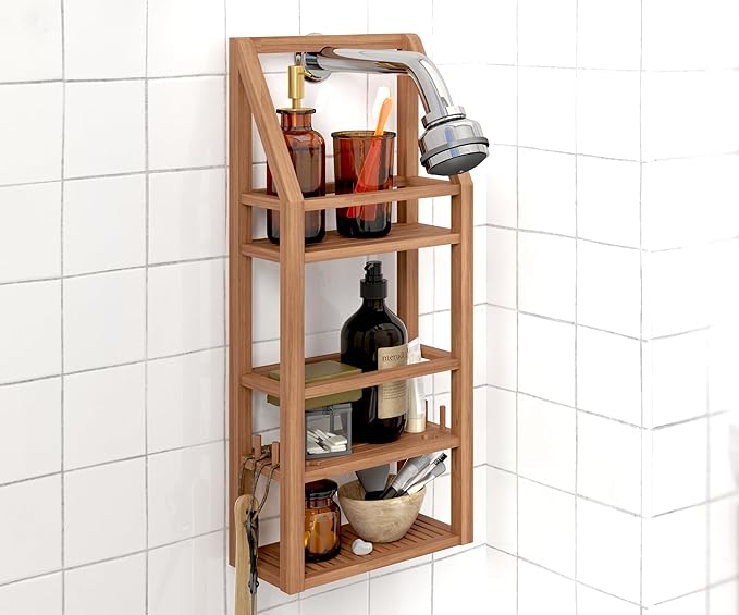 AquaTeak Moa Rectangular Teak Shower Organizer