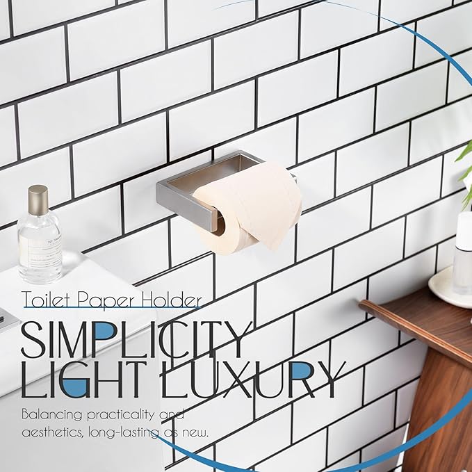 KOKOSIRI Toilet Paper Holder Spring Loaded Bathroom Toilet Roll Holder Wall Mount Stainless Steel Brushed Nickel B2011BR