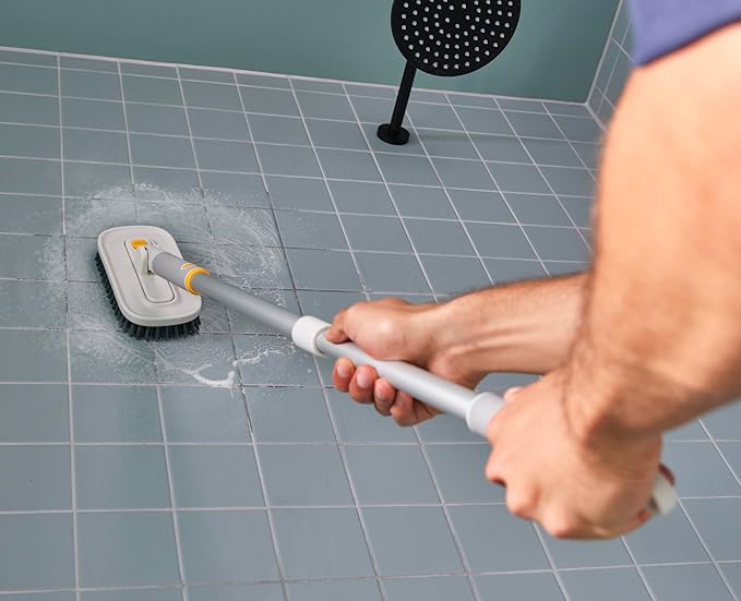 Joseph Joseph CleanTech Household Cleaning 2-Piece Set for Bathroom & Kitchen, Includes: 2-in-1 Tile Scrubber with Grout Brush and 3-in-1 Detail Brush with Nylon Scraper Tip
