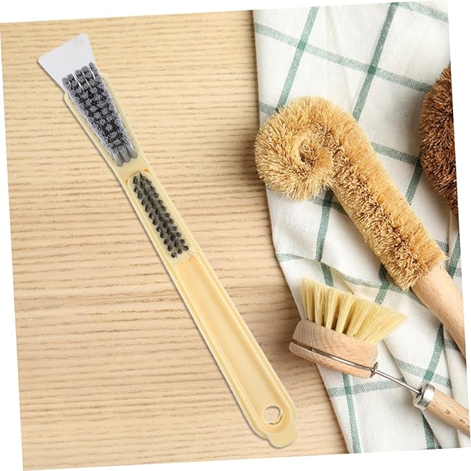 GALPADA Steel Wire Brush Set for Kitchen and Bathroom Cleaning Small Handheld Grout Brush with Scraper for Deep Cleaning Stove Tiles and Crevices