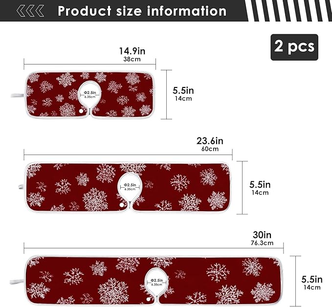 2 PCS Kitchen Sink Splash Guard 14.9 Inch Faucet Mat for Kitchen Sink Bathroom Sink Faucet Absorbing Drip Drain Mat Pad Microfiber Soft Washable Red Christmas Gingerbread Snowflakes