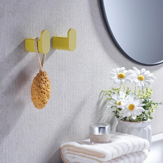 RANDOM Yellow Towel Hooks for Bathrooms Round Shower Hooks SUS304 Stainless Steel Wall Mount Coat Hooks.RD-96026-8YL