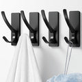 Self Adhesive Towel Hooks: Extra Strong 13LB, Stainless Hook for Hanging Loofah, Towels, Coat, Bath Robe Bathroom Shower, Black, 4 Pack