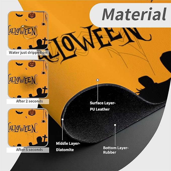 Faucet Draining Mat For Kitchen Sink, Halloween Bats Spider Webs Diatom Mud Absorbent Drain Pad For Bathroom Kitchen Sink Splash Guard Drying Mat