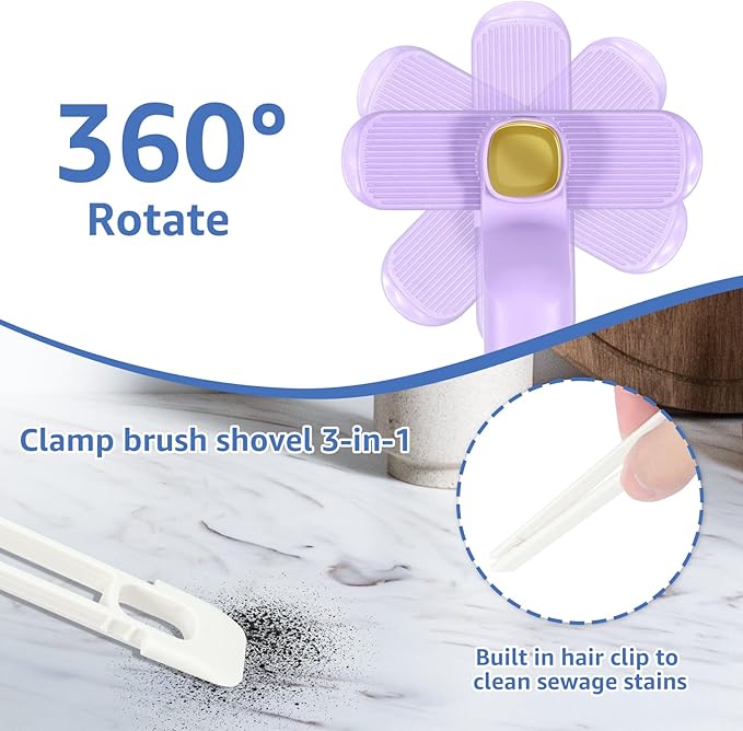 3Pcs Rotating Crevice Cleaning Brush with 5 Rags Multifunctional Gap Cleaning Brush Small Scrub Brush for Cleaning Sink Scrub Brush Bathroom Kitchen Edge Corner Window Track Cleaning Brush