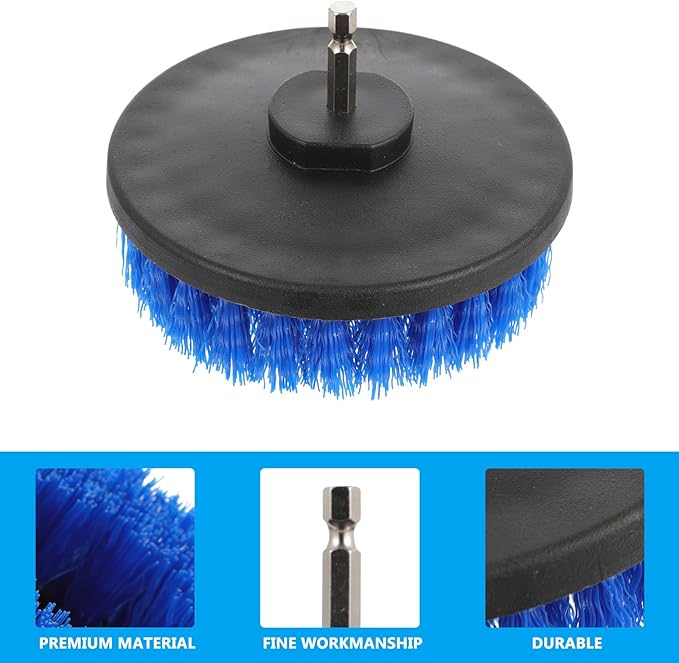 Electric Drill Brush Replacement Heads 5-Inch Round Cleaning Brush Set, Portable Home Tool Attachment for Kitchen, Floor Grout Scrubbing, Blue Hollow Core Design