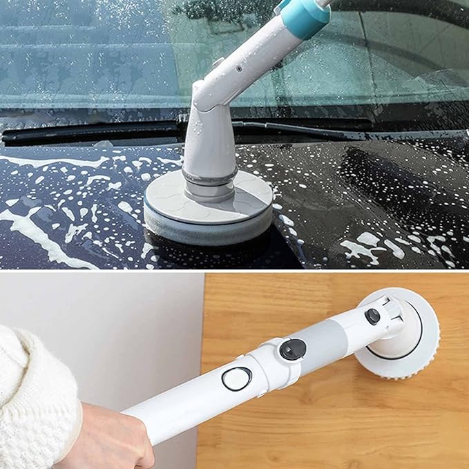Electric Spin Scrubber, ROEOLNIL Cordless Cleaning Brush with Adjustable Extension Arm 4 Replaceable Cleaning Heads, Power Shower Scrubber for Bathroom, Tub, Tile, Floor