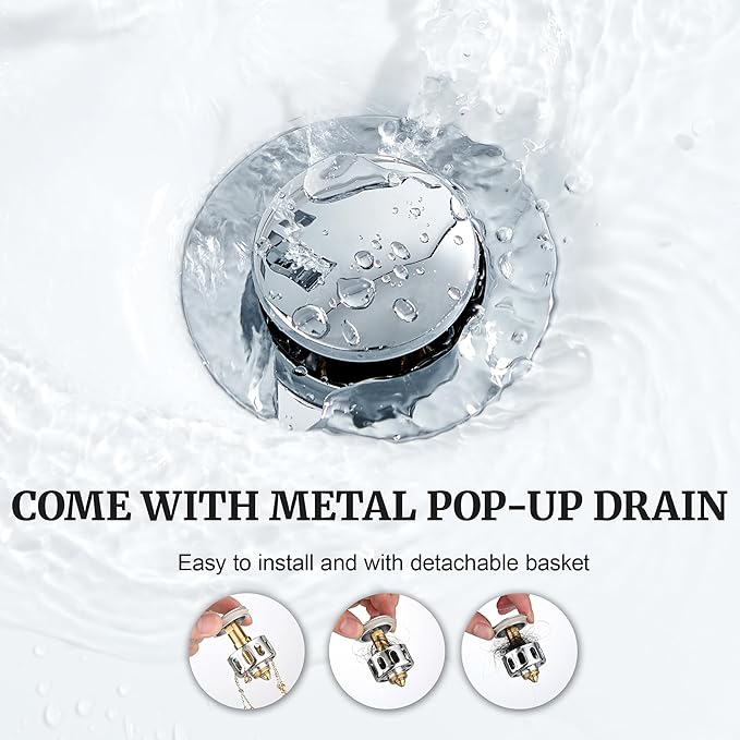 Ultimate Unicorn 8 inch Bathroom Faucet Chrome, Waterfall Bathroom Faucet with Metal Pop-up Sink Drain Stopper and 2 Supply Hoses,2 Handle Widespread Faucets for Vanity Sink 3 Holes
