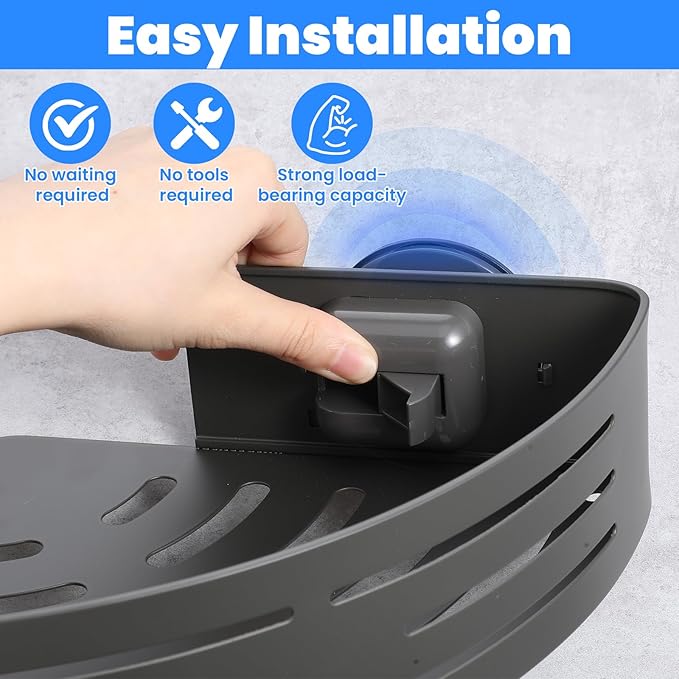 2 Pack Corner Shower Caddy Suction Cup Rust-proof aluminum alloy With 4 hooks No drilling required Removable Waterproof Nathroom Storage Rack for Shampoo, Shower Gel, Razors