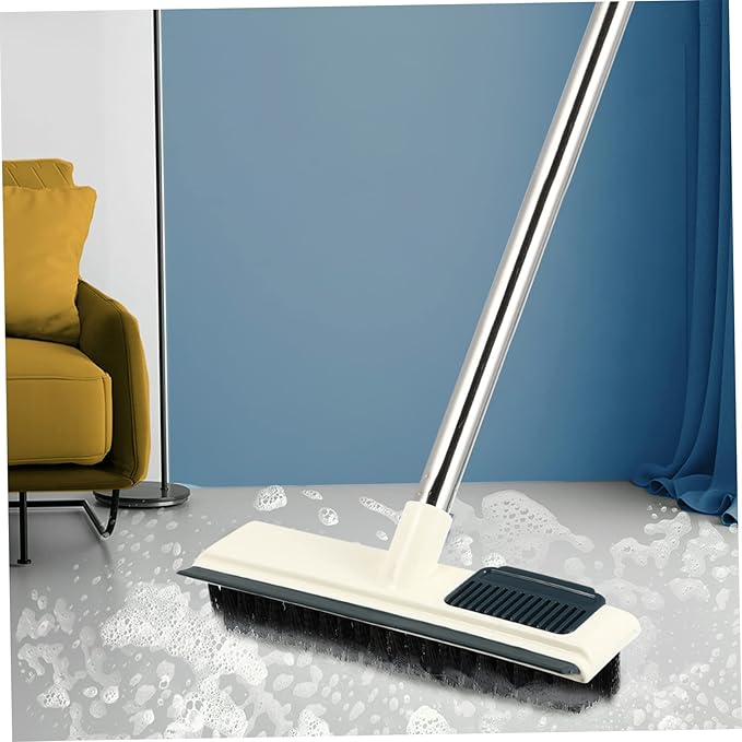 Long Handle Floor Scrubber Brush for Bathroom Cleaning Sturdy Scrub Brush with Strong Bristles for Grout and Corners Efficient Home Cleaning Tool White