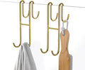 Over Shower Glass Door Hook, 2 Pack Gold Stainless Steel Extended Shower Door Hooks, Bathroom Frameless Drilling-Free Hanger, Double Side Towel Hooks