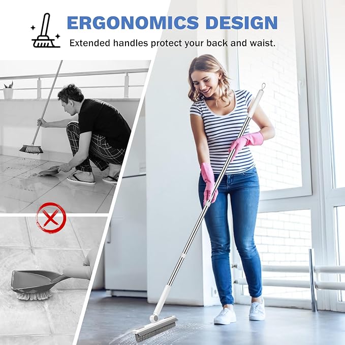 SetSail V-Shaped Grout Brush & Scrub Brush, V-Shaped Floor Scrub Brush Swivel Grout Brush Stiff Bristle Grout Scrubber for Bathroom, Kitchen, Wall, Deck, Garage, 2 Packs