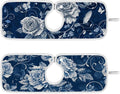 2 PCS Kitchen Sink Splash Guard 14.9 Inch Faucet Mat for Kitchen Sink Bathroom Sink Faucet Absorbing Drip Drain Mat Pad Microfiber Soft Washable Navy Blue Roses and Butterflies