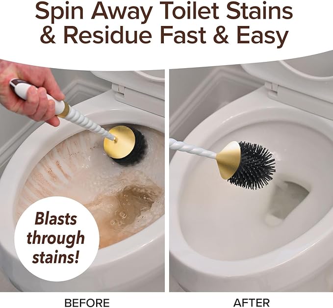 Horsepower Unicorn Gold Edition Electric Toilet Brush – Extra-Long Run Time Motorized Power, 360° Flexible Silicone Bristles, Rechargeable for Effortless Deep Cleaning