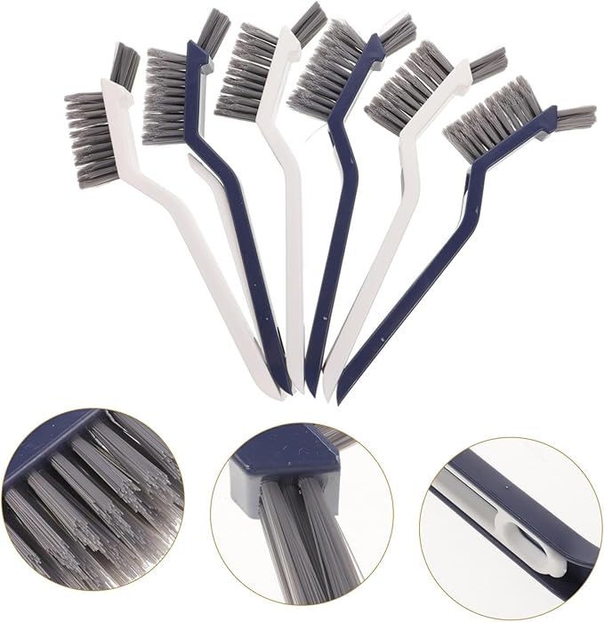 BESTYASH 6pcs Bathroom Cleaning Brush with Tough Abs Bristles for Shower Floor Tile Grout and Tight Spaces Scrub Brushes for Area Cleaning in Toilet Kitchen and Laundry